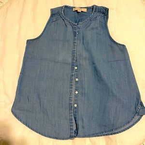 LOFT Denim Sleeveless Blouse